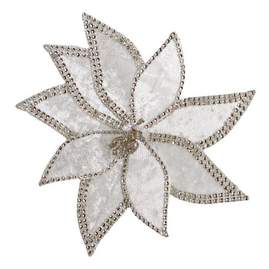 Poinsettia Cream Braid Edge Clip on