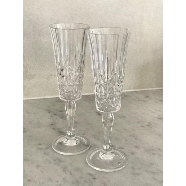 Crystal Cut Flute Glass Clear Acrylic