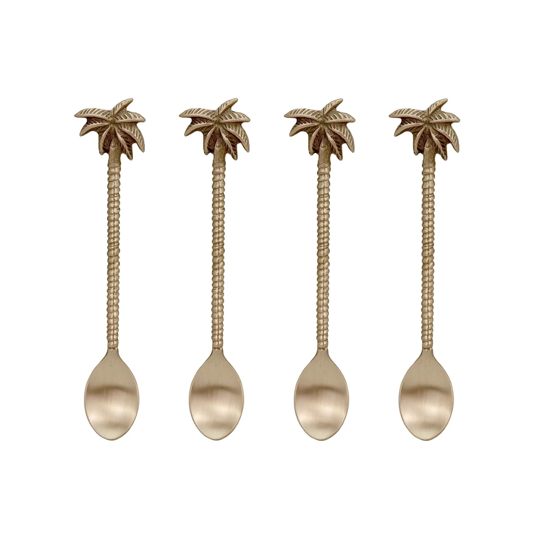 Palm Tree Brass Spoon Set 4