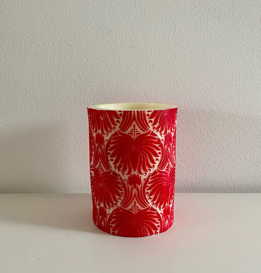 Lotus Rec Pillar 6" Red/White Cranberry