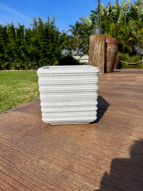 White Ripple Square Pot Large