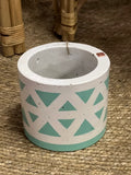 Aztec Planter Aqua/White Small