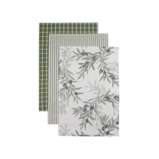 Olive Leaf Tea Towel Pack 3