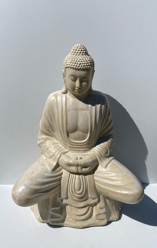Sitting Buddha White Wash 100cm