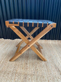 Dustin Stool Black Leather and Teak