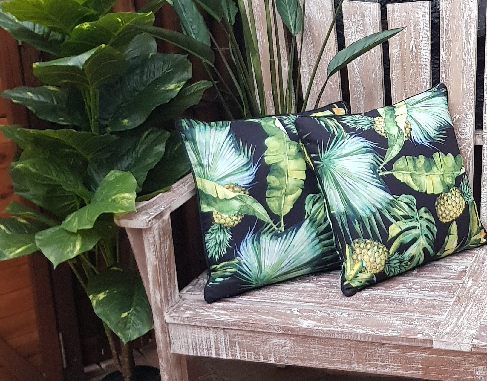Jungle Fruits Black Cushion