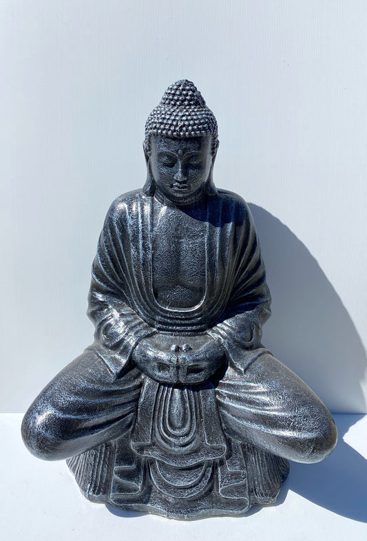 Sitting Buddha Black/Silver 100cm