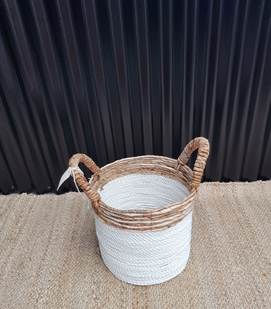 White and Natural Basket Small