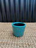 Carving Teal Pot Small