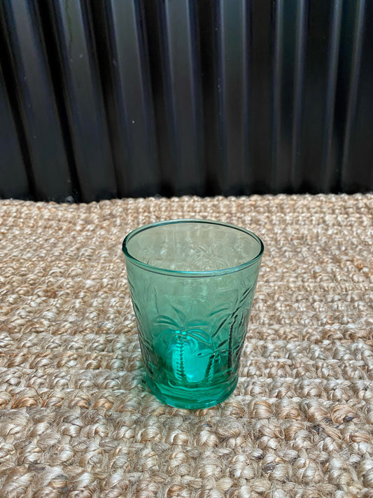 Tumbler Glass Palm Aqua